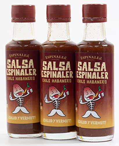 Molho Espinaler Chile Habanero - Conjunto de 3 garrafas de molho extra picante de 92 ml, molho aperitivo Espinaler - Aproveite o seu aperitivo com o molho para vermute na sua versão extra picante