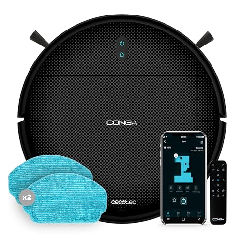 Cecotec Robot aspirador com navegação giroscópica Conga 999 Map X-Treme. Motor de sucção de 2000 Pa, 2 escovas laterais, 2 copas de regagem, autonomia 120 minutos, controlo com APP e comando