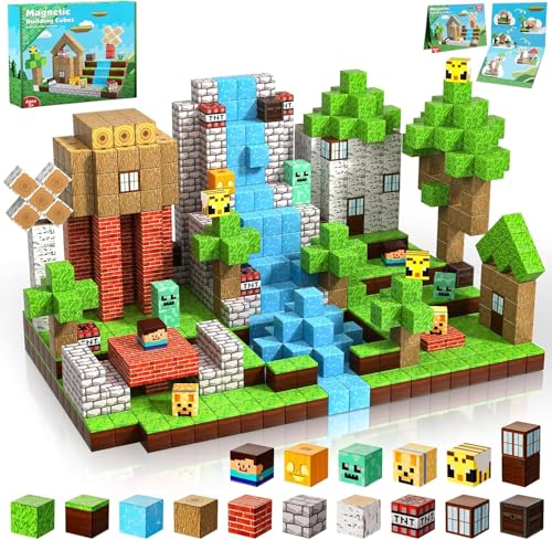ToyUnited Blocos de construção magnéticos, 100 unidades de blocos magnéticos a partir dos 4 anos, brinquedos magnéticos para o mundo da construção a partir de 5, 6, 7, 8, 9 crianças, jogos de