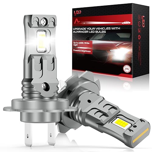 AUXIRACER Lâmpada LED H7, chip CSP 6500 K 500%, luz de estrada e cruzamento LED H7 para automóvel, lâmpada de exterior, substituição de lâmpadas de halogéneo e de xenon (2 lâmpadas)