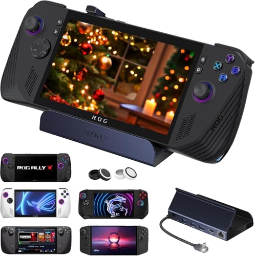 iVANKY Estação de encaixe 8 em 1 para Valve Steam Deck OLED/ASUS ROG Ally X/Legion Go, ROG Alloy/Stream Deck Dock com HDMI 2.1 4K@120Hz, Ethernet Gigabit, 3 * USB-A 3.0, carregamento de 100 W