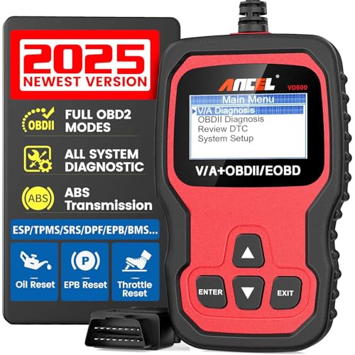 ANCEL VD500Pro Scanner de diagnóstico de sistema completo para Volkswagen VW Audi Skoda Seat leitor de código OBD2 EPB ABS SRS mudança de óleo do motor e restauração das pastilhas de travão