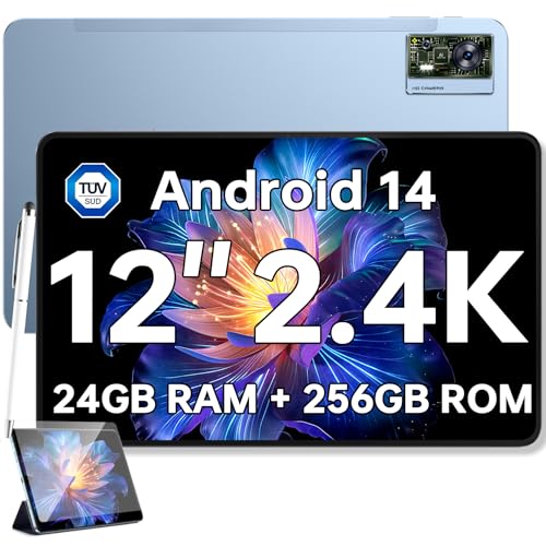 OUKITEL OT5S Tablet Android de 14 - 12 polegadas, 24 GB (6 18) RAM + 256 GB ROM (TF 2TB), ecrã IPS 2,4 K, 8250 mAh, 16 MP, duplo 4G LTE/5G WiFi, Widevine L1, Octa Core com Lápis e F. Unda