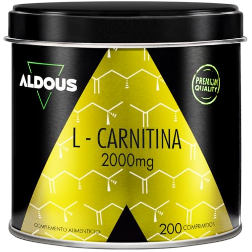 L Carnitina 2000 mg 200 comprimidos Suplemento pré-treino e recuperação muscular, 2932 mg L-carnitina tartarato alta potência - energia, resistência, vegano, sem glúten, sem aditivos - ALDOUS