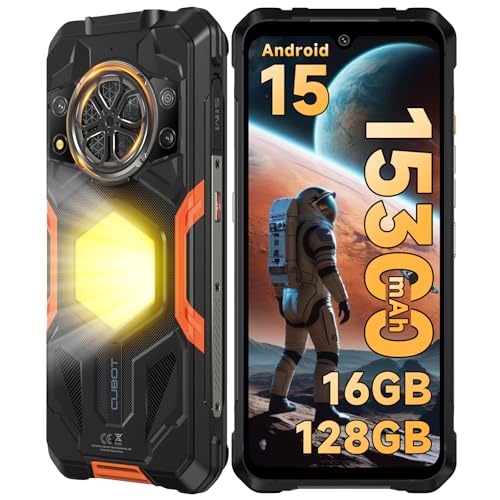 CUBOT Kingkong Power 5 telemóvel resistente Android 15, 15300 mAh/33W, MTK G100/16 GB + 128 GB telemóvel inquebrável, telemóvel 6,88 ''HD + 120 Hz telemóvel, 1200 LM luz de campismo/136dB AH