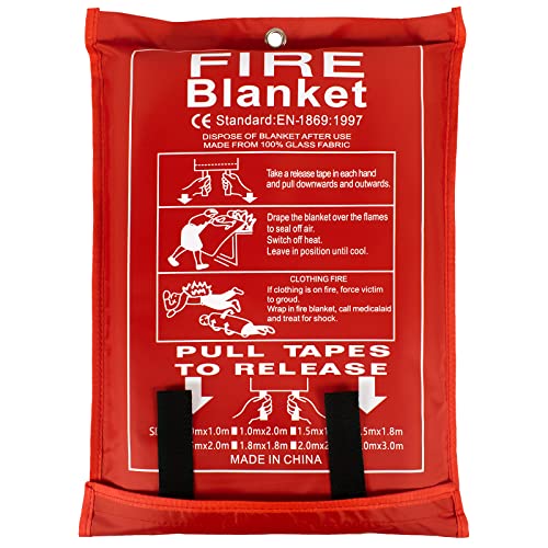 FLASLD Manta ignífuga para casa e cozinha, mantas ignífugas de fibra de vidro para emergências para pessoas, proteção ignífuga e isolamento térmico (180 cm x 240 cm)