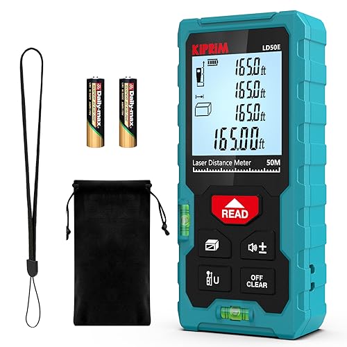 Medidor laser de 50 m, medidor de distância a laser com 2 bolhas de níveis in M/In/Ft, telémetro laser IP54, ferramenta de medição digital portátil, memórias de 99 dados, ecrã LCD retroiluminado