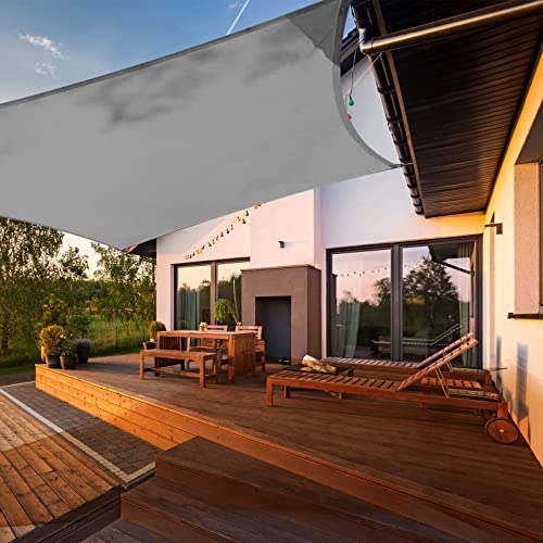 HAIKUS Vela de sombra retangular, 5 x 5 m, impermeável, resistente e 95% de proteção contra raios UV, para exteriores, jardim, terraços, cinzento