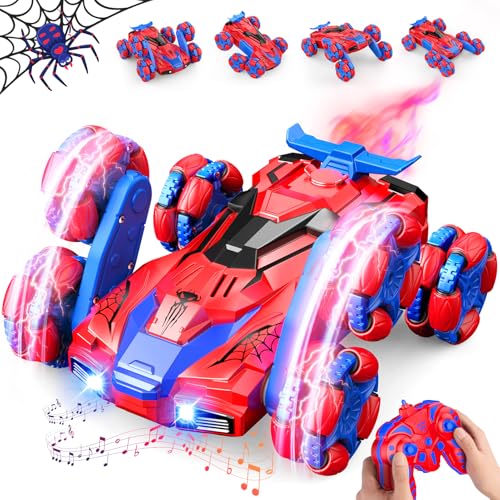 Dreamlania 6WD Carro telescópico crianças 3 4 5 6 7 8 anos, 2,4 GHz Monster Truck com luz LED, música e spray, brinquedos para crianças 3-12 anos, carro comandado presente criança 3-10 Anos