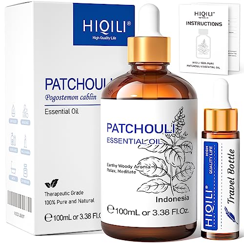 HIQILI Óleo essencial de Pachuli 100 ml, óleo puro natural de pchuli para perfume, difusor