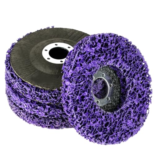 Adiwo 4 unidades discos de limpeza grossos, 115 mm discos de limpeza para triturador angular, disco de lixamento CSD roxo, disco polido trituradora, para remoção oxidado pintura de escamação limpeza