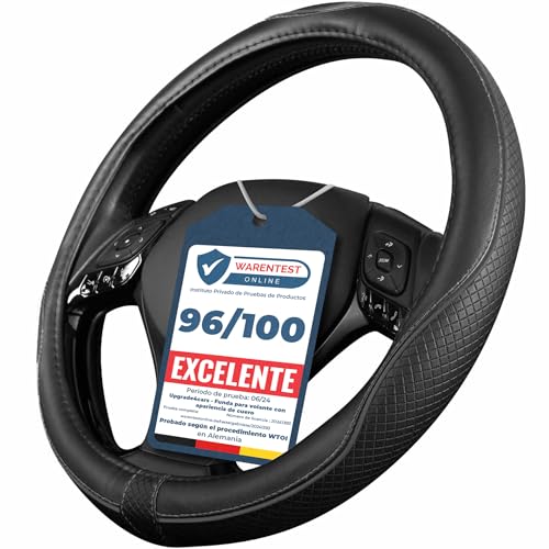 Upgrade4cars Capa de volante de carro preta universal em poliéster pele | cobre 37-38 cm diâmetro exterior | acessórios de carros interior decoração cobertura | ideias presentes
