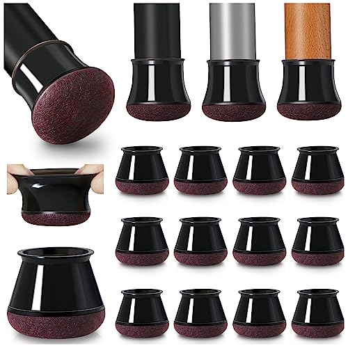 20 peças protetor pernas cadeiras redondo, protetores de chão para pernas de cadeira, silicone tampas de pernas de cadeira com almofada de feltro engrossada (preto, Fit 30-40 mm)
