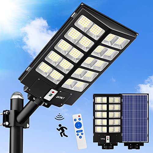 JAYNLT Y-5200 W Luzes solares exteriores, 520000 LM 6500 K luzes de inundação de segurança, IP67 impermeáveis luz solar potente com sensor de movimento, holofote solar exterior para pátio, calçados