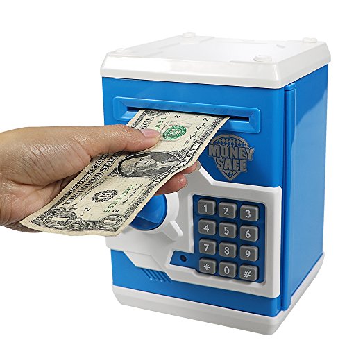 HUSAN Mealheiro eletrónico para crianças com código eletrónico de porquinhos, mini caixa ATM eletrónica para moedas, caixa de moedas, brinquedo divertido, presente