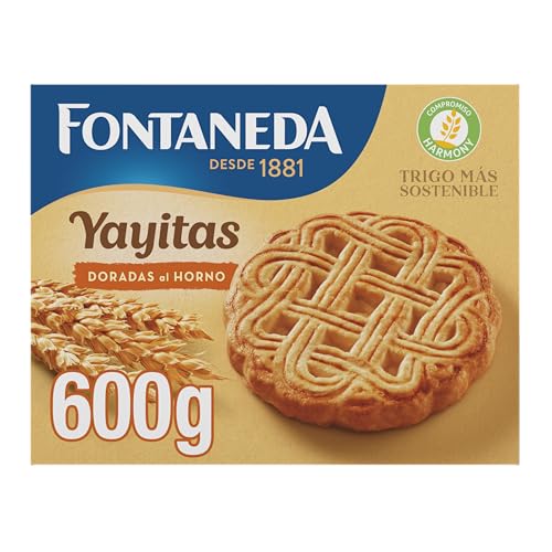 Fontaneda Yayitas bolachas douradas ao forno, 72% de cereais, fonte de fibra, 600 g