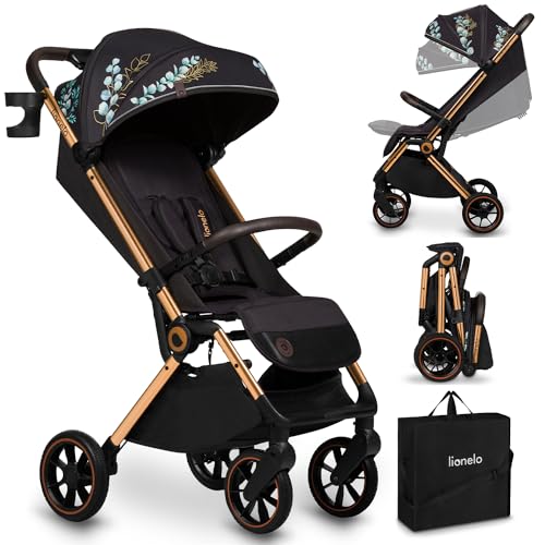 LIONELO Cloe Carrinho dobrável até 22 kg, encosto ajustável função dormir, arnês de 5 pontos rodas porta-copos leve compacto impermeável, sillita, carrinho de passeio leve (golden moments)