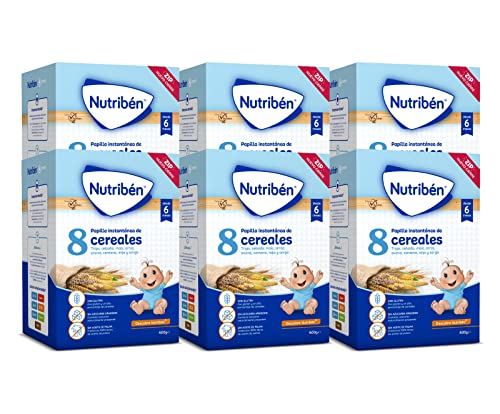 Nutribén, Palmilha 8 cereais, 3600 g, sem óleo de palma nem açúcares adicionados, alimentos para bebés, a partir dos 6 meses, pack de 6 x 600 g