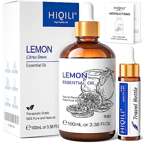 HIQILI Óleo essencial de limão 100 ml, para casa, limpeza purificante, 100 % puro natural
