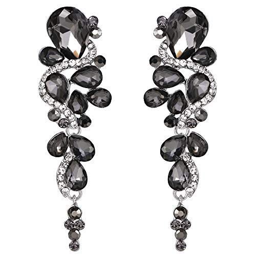 Clearine Brincos para mulher boho cristal casamento nupcial lotes de gota lustre parafuso voltar clip on brincos de clipe de orelha pendentes