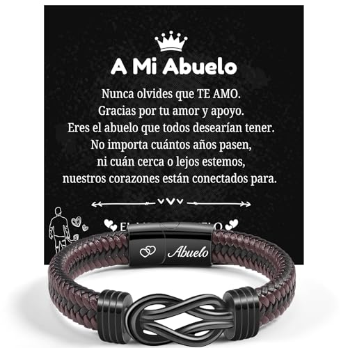 TERRISHE Pulseira homem presente para homem, marido, amigo, pai, dia dos namorados presentes, presente do dia do pai, pulseira de couro trançado para homem gravado aniversário aniversário presente