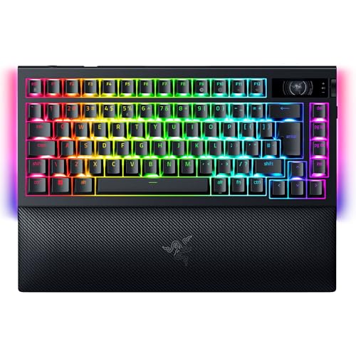Razer BlackWidow V4 Pro 75% - teclado sem fios para jogos intercambiável a quente - ecrã OLED (mostrador de comandos, 4K Hz e conectividade Bluetooth), design US ISO | preto
