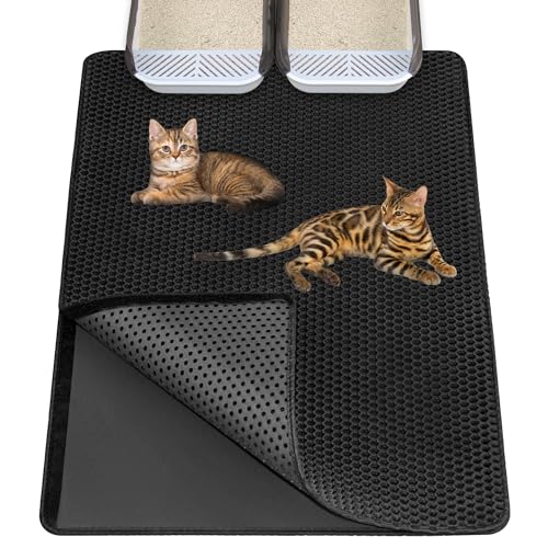Ycozy XXL Tapete grande gatos caixa de areia 90 x 60 cm dupla camada urina e material impermeável alto elástico EVA durável fácil de limpar design de camada dupla em forma de favo