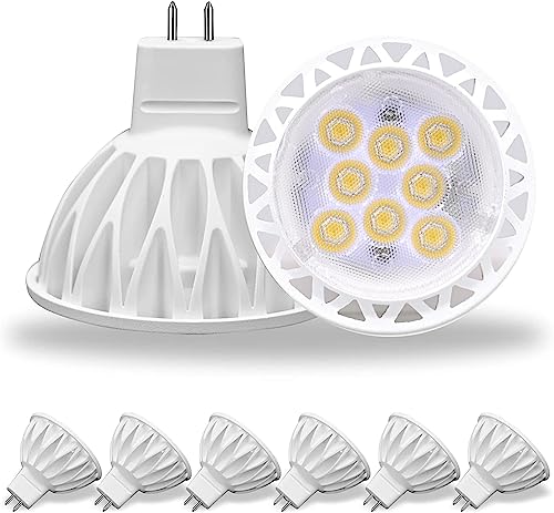 GOHDLAMP Pacote de 6 lâmpadas LED MR16, equivalente a 50 W para paisagem, 4000 K branco neutro, 5 W GU5,3 MR16 12 V ângulo de feixe de 38 graus para paisagem, embutida, iluminação de pista
