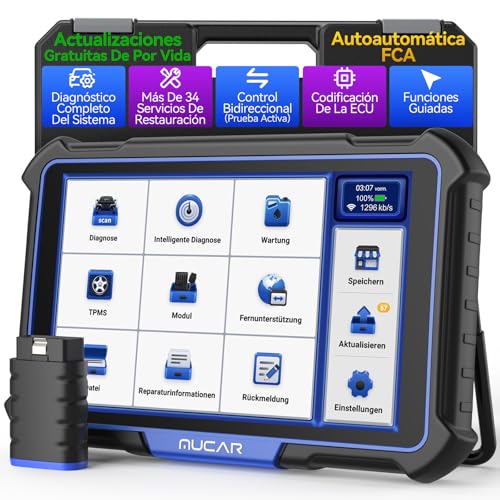 OBD2 Diagnóstico, MUCAR VO8 Diagnóstico carro multimarca com 34 funções de reinício e todos os sistema, OBD2 diagnóstico para controlo bi-direcional/teste ativo/codificação ECU, atualização gratuita