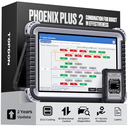 TOPDON Phoenix Plus ferramenta de diagnóstico, codificação ECU avançada, scanner de diagnóstico mais 41 funções de reinicialização, ferramenta bidirecional, atualização gratuita durante 2 anos