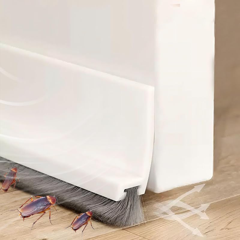 Vingspina 100 cm, branco com fecho de porta, junta de escova, fecho de silicone, porta auto-adesiva, ajustável tira de vedação para antipoeira, isolamento acústico, vento, água e insetos