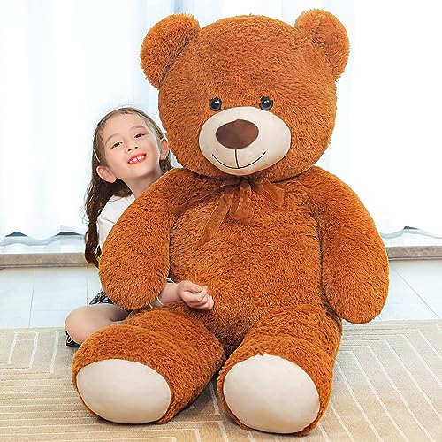 SNOWOLF Urso de peluche bonito de peluche de 130 cm, presente para meninos e meninas, aniversário, Natal, Dia dos Namorados (4 pés e 51 polegadas, castanho escuro)