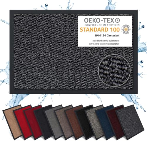 Carpet Diem Capacho antiderrapante 40 x 60 cm - armadilha de terra felpudo exterior e interior para uma entrada limpa - fácil de cuidar - preto-antracite