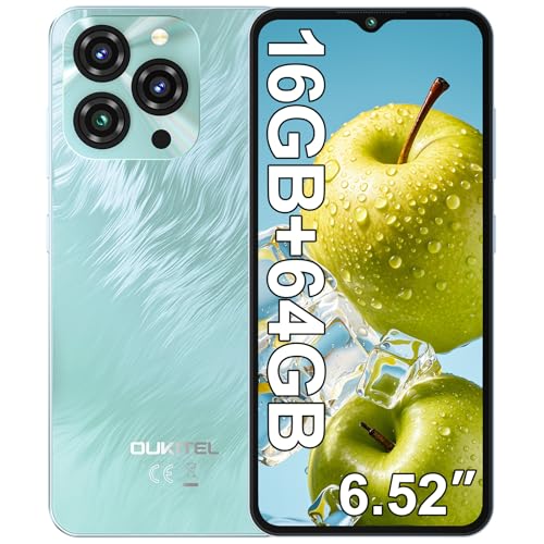 OUKITEL C3 Telefone telemóvel 2025-16 GB (4+12) 64 GB/1TB telemóveis livres, 6,52" Smartphone Android 14, bateria 5150 mAh telemóvel, câmara 13 MP+5 MP, 4G Dual SIM/Face ID/3.3.4G 5 mm/GPS. /OTG, azul
