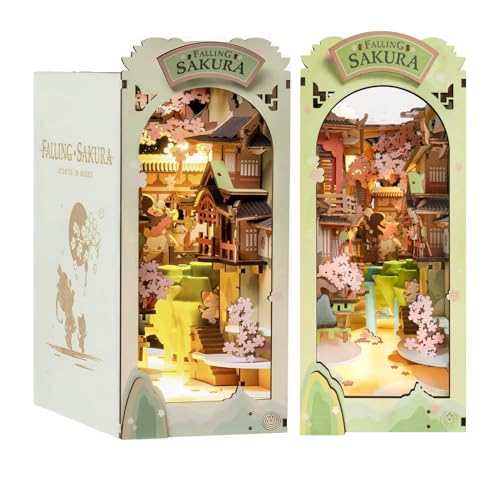 Rolife Book Nook Kit casa verde-puzzle 3D casacos para adultos para construir ideia de presente para professores, amantes dos livros