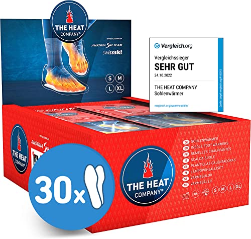 THE HEAT COMPANY Palmilhas de aquecimento - 5, 10 ou 30 pares - extra quente - aquecedores de pés - 8 horas de pés quentes - Calor instantâneo - ativado por ar - puro natural - S, M/L, XL