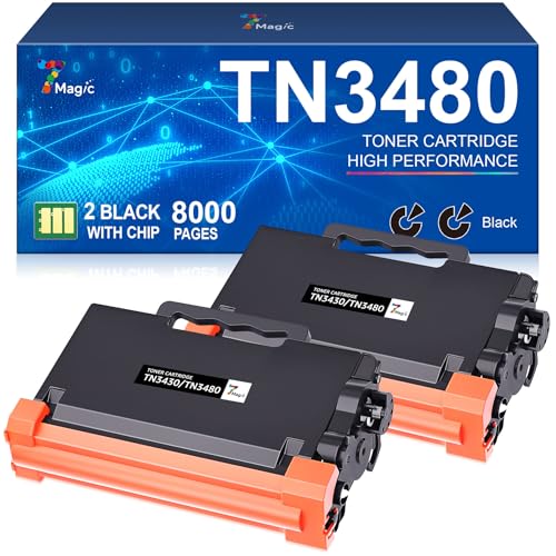 7MAGIC TN3480 TN3430 - Substituição para Brother HL-L5100DN Toner MFC-L5750DW TN-3480 TN-3430 3480 TN compatível com MFC-L5700DW HL-L5200DW(2 pretos), XL