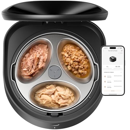 PETLIBRO Alimentador de gato automático comida húmida com tigela para aço inoxidável, 2,4 GHz Wi-Fi, refrigerado e com refrigeração por semicondutores, frescas para 3 dias, dispensador de comida