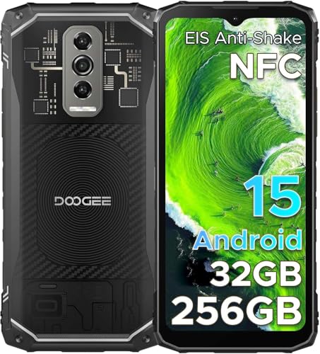 DOOGEE Blade10 Telefone telemóvel ultra inquebrável livre, 32 GB + 256 GB/2 TB telemóvel resistente Android 15, 6,56" câmara 50 MP + 8 MP telemóvel rígido duplo 4G Octa Core Smartphone/NFC/ 5150 mAh