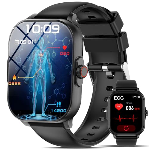 2025 ECG+HRV Relógio inteligente com /ácido úrico/lípido, 24/7 de pressão, oxímetro de pressão arterial, monitor de sono, 2,01" Smartwatch com bricolage esfera pulseira atividade para Android iOS