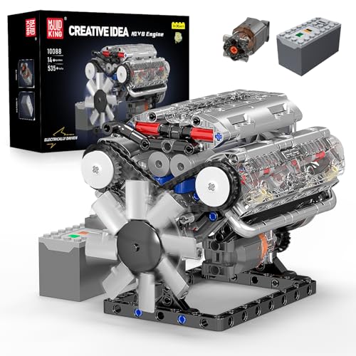 Mould King 10088 Tecnologia V8 motor blocos de construção brinquedo, 535 peças App motor blocos de montagem kit de construção de blocos de construção presente para meninos meninas