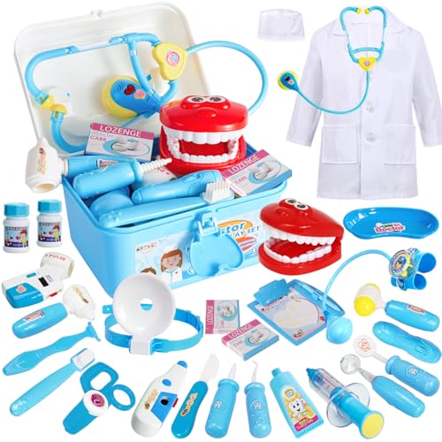 Buyger brinquedo de 30 peças de médica, enfermeira, mala, dentista, clínica dentária, brinquedo para representação, presentes para crianças