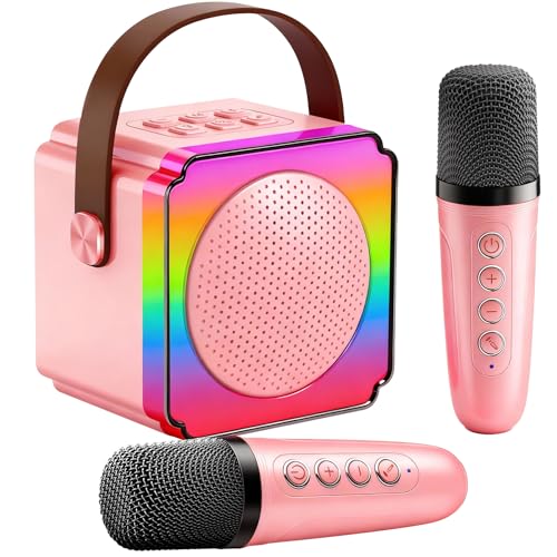 Gontence Microfone Karaoke infantil 2 microfones sem fios karaoke, presente menina 3 4 5 6 7 8 9 10 anos, microfone karaokê, brinquedos menina 3-12 anos, microfone presentes comunhão menina