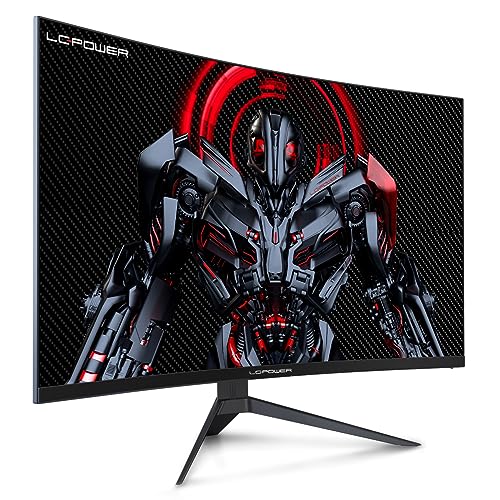 LC-POPWER Monitor de jogos LED 27 polegadas curvo, VA, 2560 x 1440, 2ms (OD), 165 Hz, 1500R, 16:9, 300 CD/m², 4000:1, HDR, antirreflexo, HDMI 2.1, Display. Porto 1.4 VESA, LC-M27-QHD-165-C