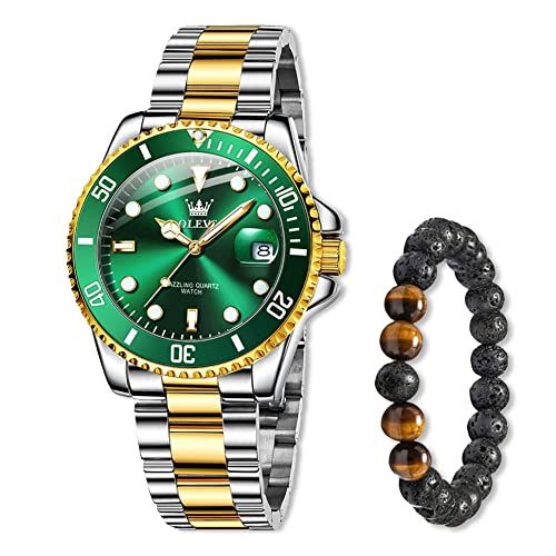 Raitown Relógio homem em aço inoxidável, mostrador de 41 mm com agulhas luminosas e calendário | movimento de quartzo | impermeável 3ATM | relógio clássico para homens