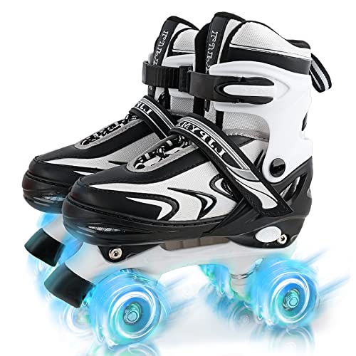 Patins ajustáveis para meninos e meninas, patins de 4 tamanhos para crianças pequenas ou grandes com rodas luminosas