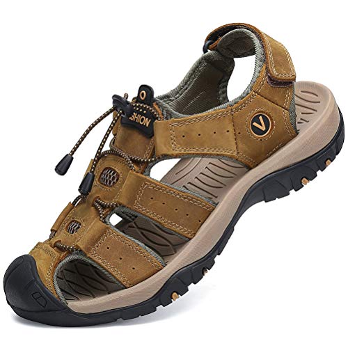 FLARUT Sandálias desportivas homem verão exterior caminhadas sapatos trekking casual sapatos de montanha couro sandálias de praia