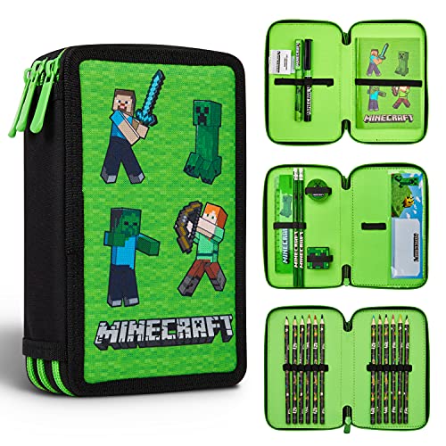 Minecraft Estojo de lápis para crianças - material escolar, Mob verde, Moderno, compacto