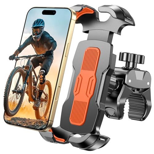 Rolgno Suporte móvel de bicicleta, [libertação rápida e rotação de 360°] suporte móvel para moto, fecho seguro suporte de telemóvel para bicicleta de 4,7" - 6,9" - suporte de telemóvel de montanha