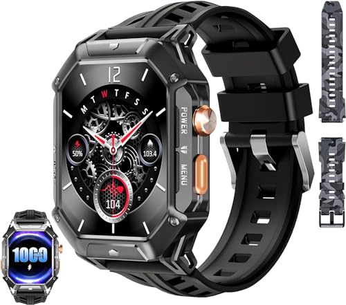 OUKITEL Relógio inteligente para homem militar BT80, bateria de 1000 Mah para 100 dias, ecrã amoled de 2,13", resistente à água 5ATM, Smartwatch militar com chamadas Bluetooth, 100 modos de desporto